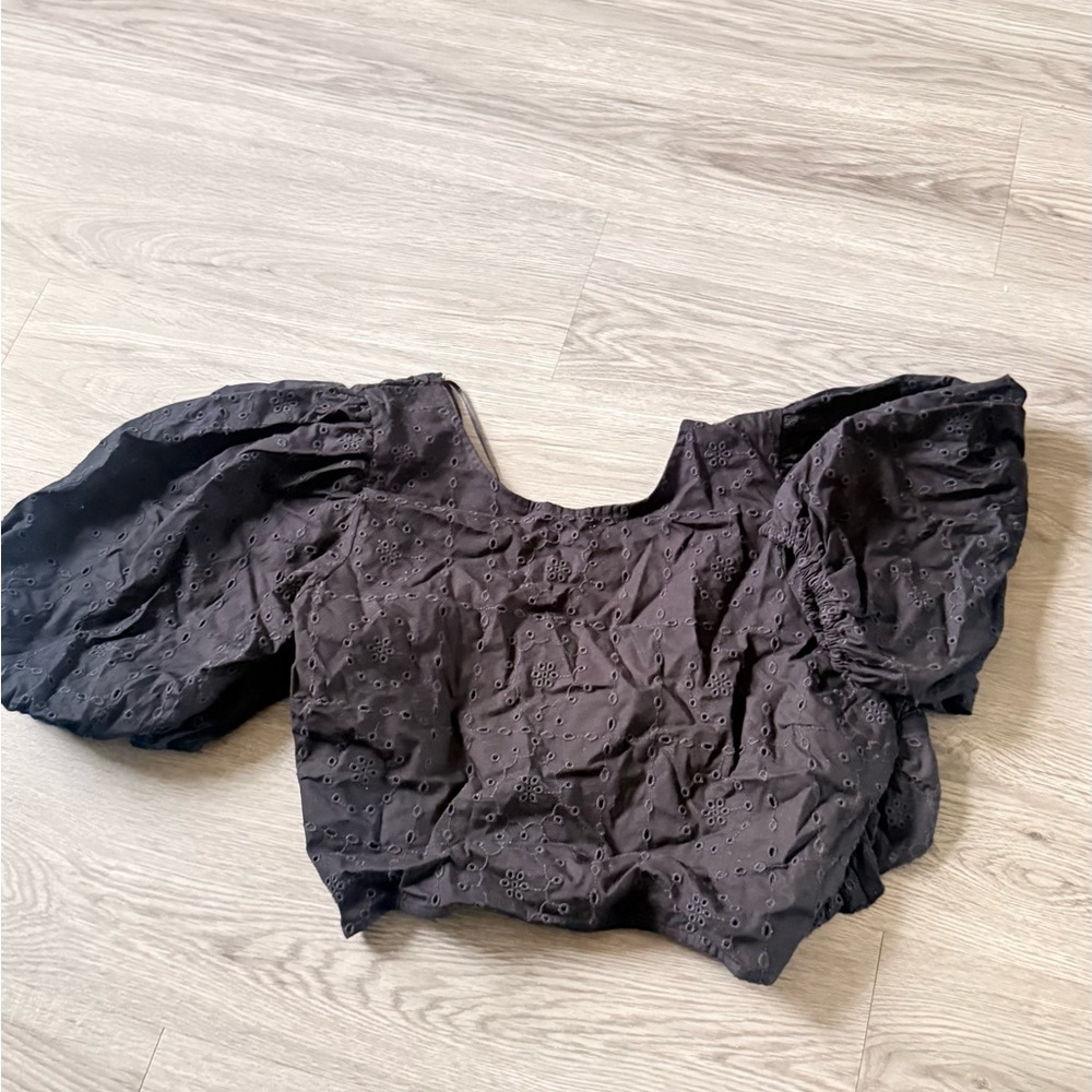 Zara Black Eyelet Blouse